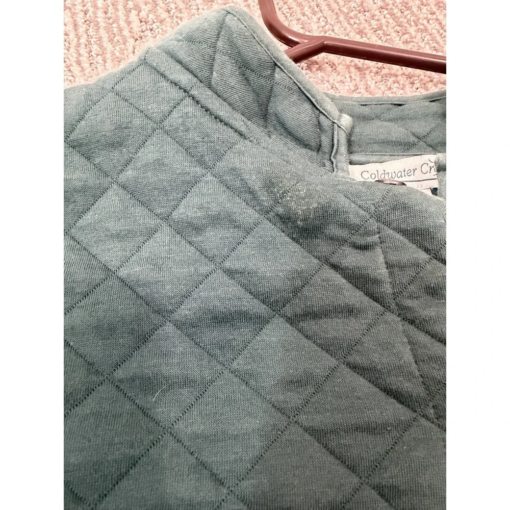 Coldwater Creek Quilted Jacket Women's Small Green Snap Front Lightweight Coat - Picture 7 of 10